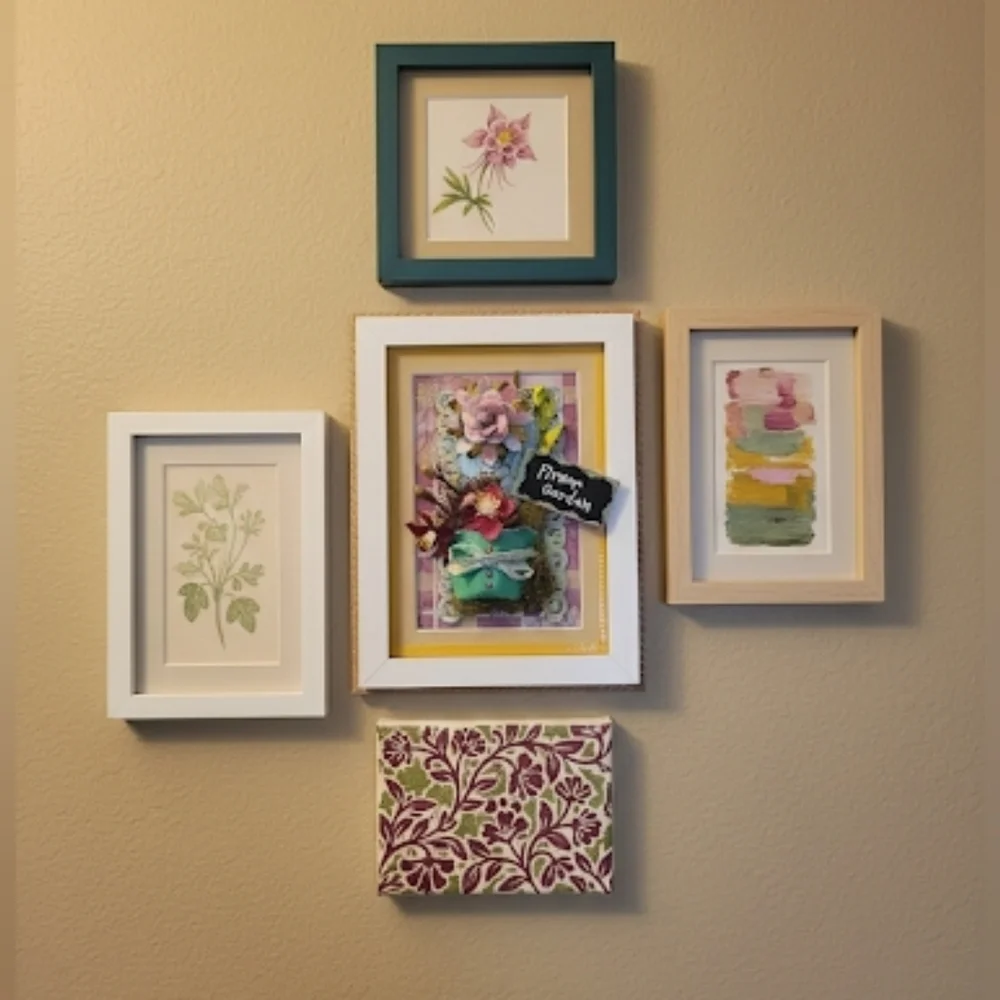 Handcrafted 3D Framed approx (7.5 x 9) GardenFloral Design.Home Decor or gift it